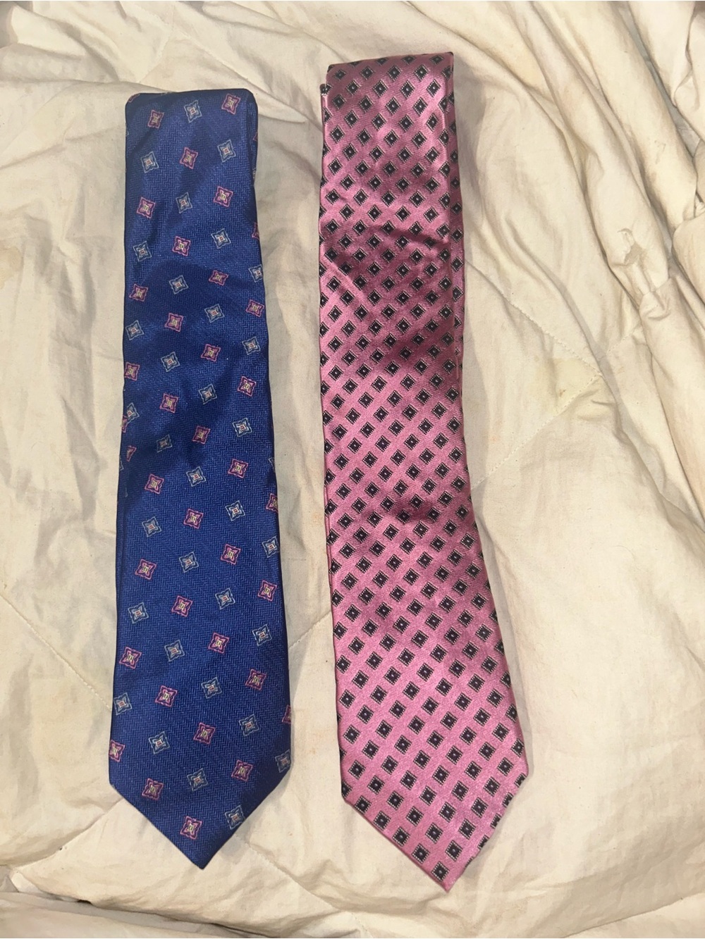 Men's Classic Patterned Silk Tie - Pink / Blue
